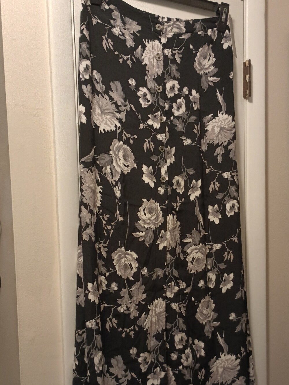 wild fable Black Floral Button-Front Maxi Skirt